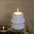 Elegant Ribbed Tealight Holder<span> - </span>Light Grey